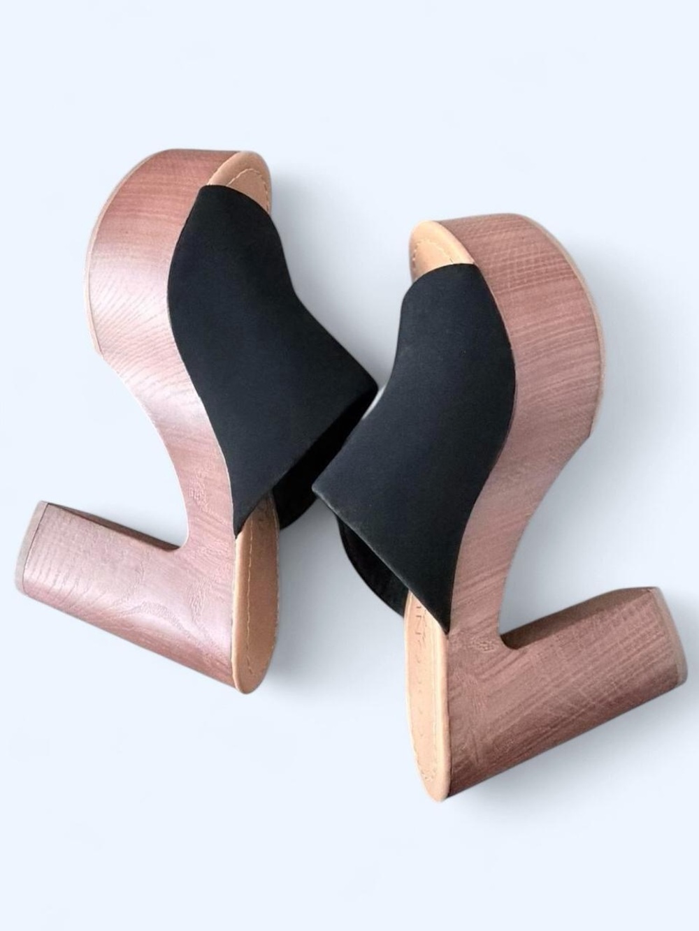 New Black Mule Platforms Womens 7 Open Toe Slide Sandals